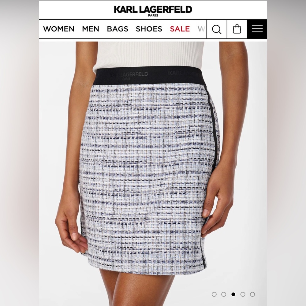 NWOT Karl Lagerfeld Paris multi tweed blue, black, white boucle skirt